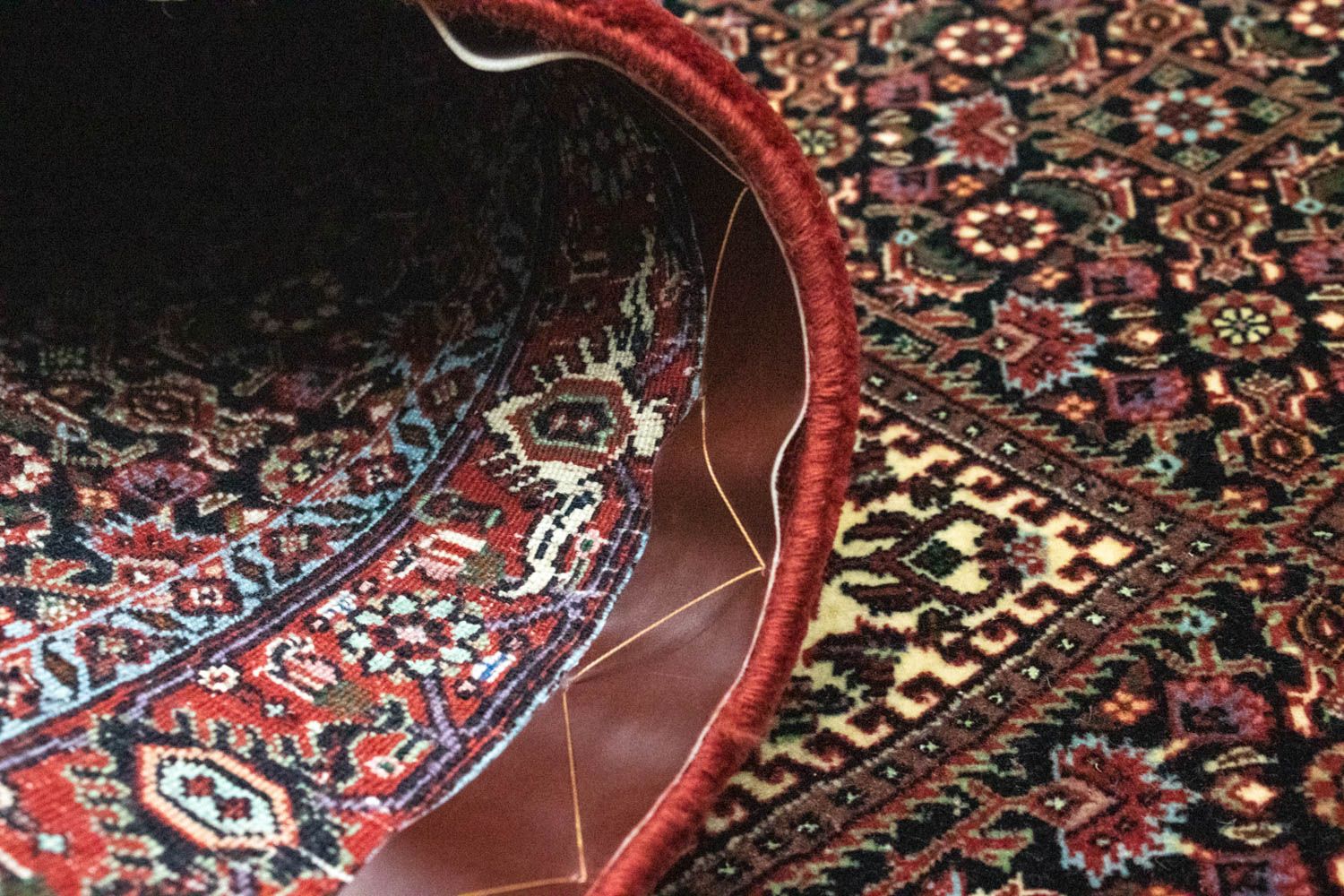 Tapis de couloir Tapis persan - Bidjar - 294 x 83 cm - bleu