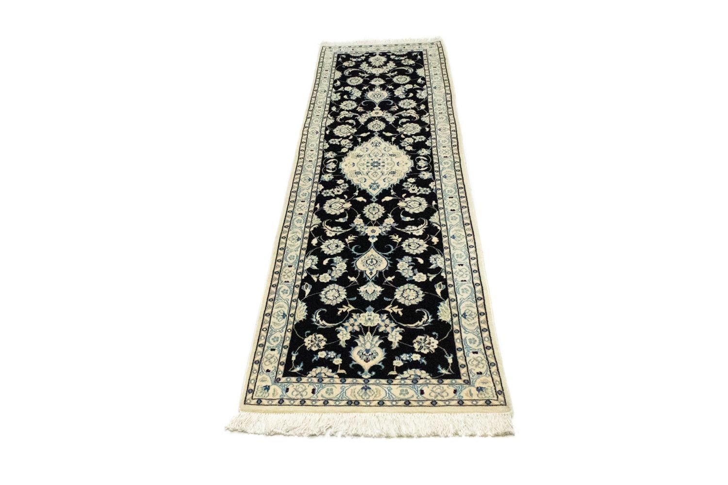Tapis de couloir Tapis persan - Nain - 215 x 57 cm - bleu foncé