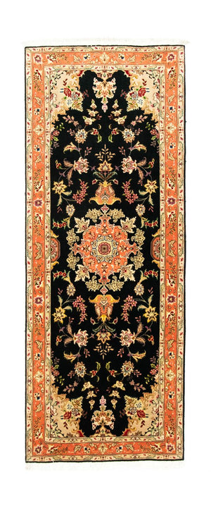 Tapis de couloir Tapis persan - Tabriz - Royal - 215 x 83 cm - noir