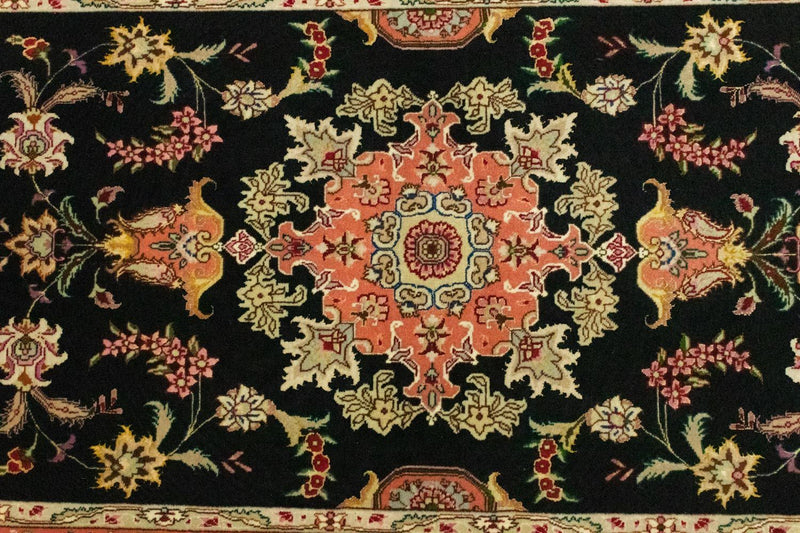 Tapis de couloir Tapis persan - Tabriz - Royal - 215 x 83 cm - noir