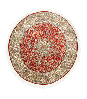Tapis en soie - Soie du Cachemire carré  - 158 x 150 cm - rouge