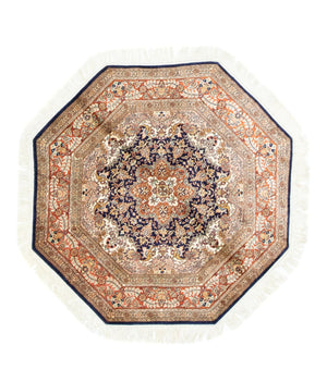 Tapis en soie - Soie du Cachemire originale  - 127 x 125 cm - bleu
