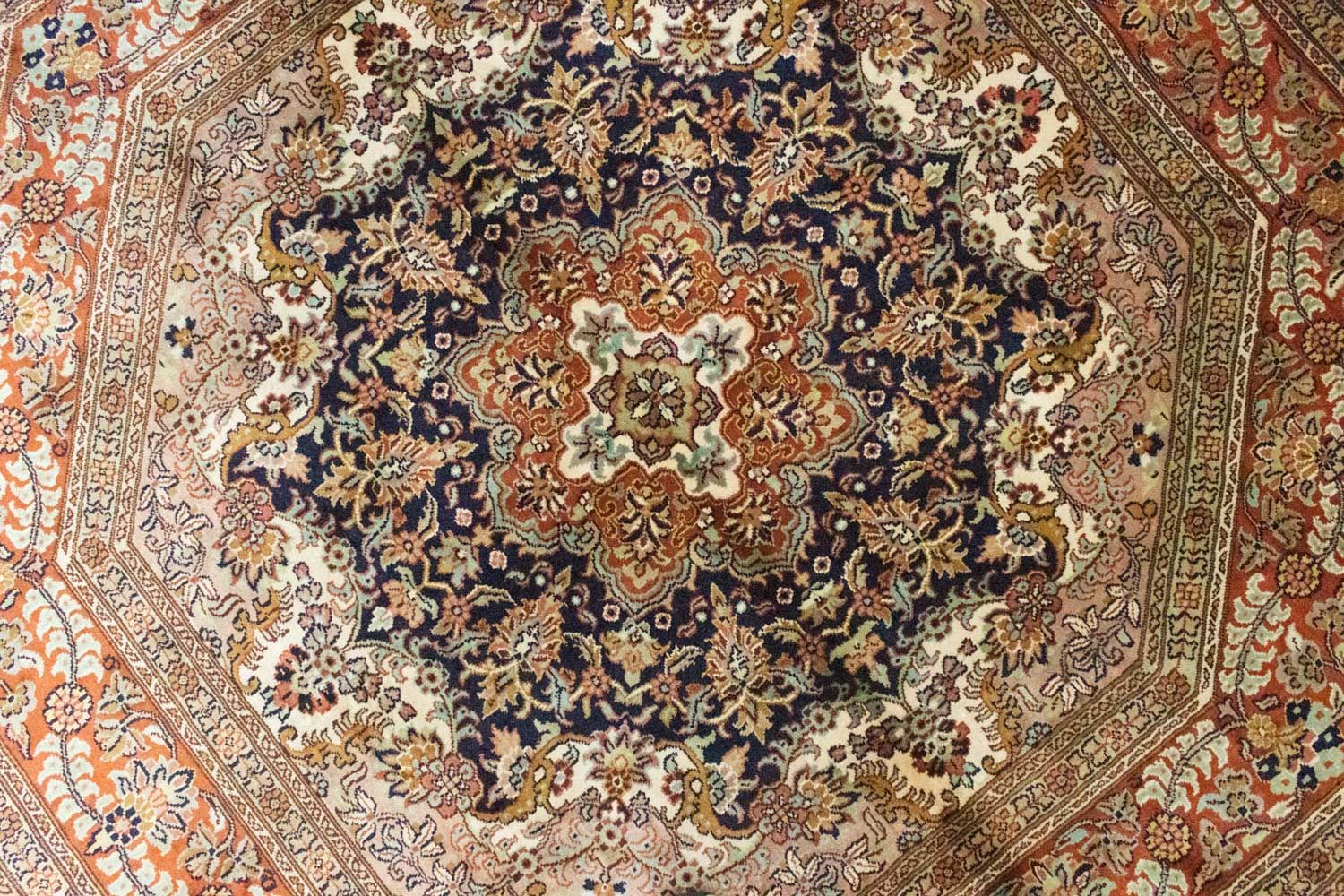 Tapis en soie - Soie du Cachemire originale  - 127 x 125 cm - bleu