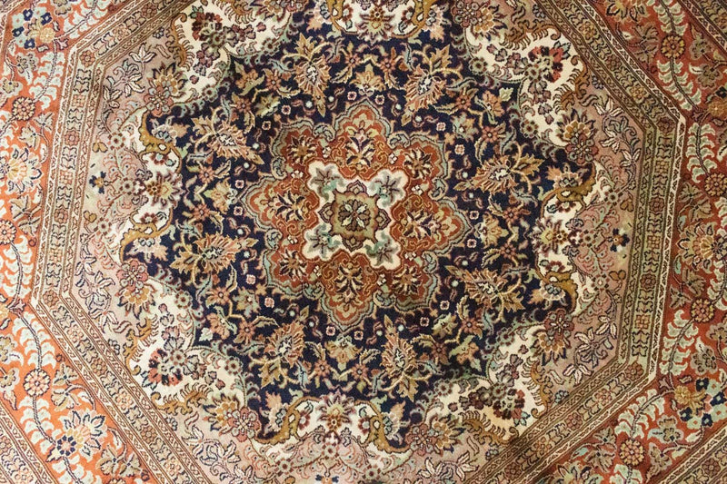 Tapis en soie - Soie du Cachemire originale  - 127 x 125 cm - bleu