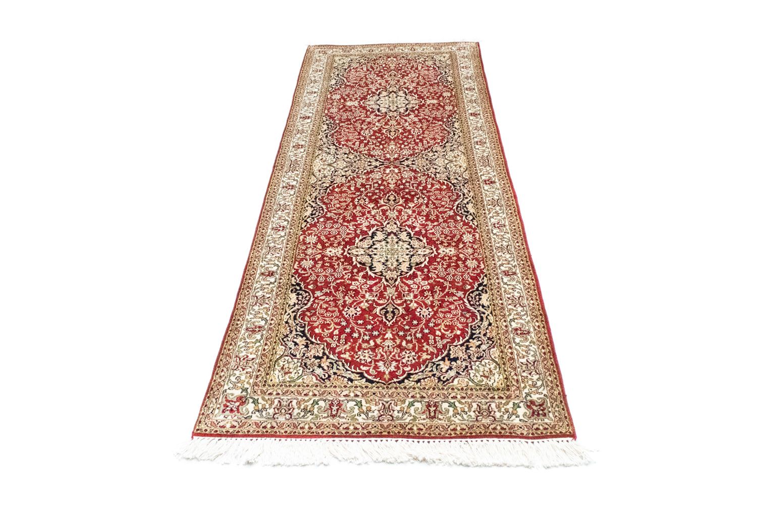 Tapis de couloir Tapis en soie - Soie du Cachemire - 237 x 80 cm - rouge