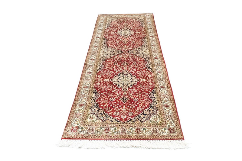 Tapis de couloir Tapis en soie - Soie du Cachemire - 237 x 80 cm - rouge