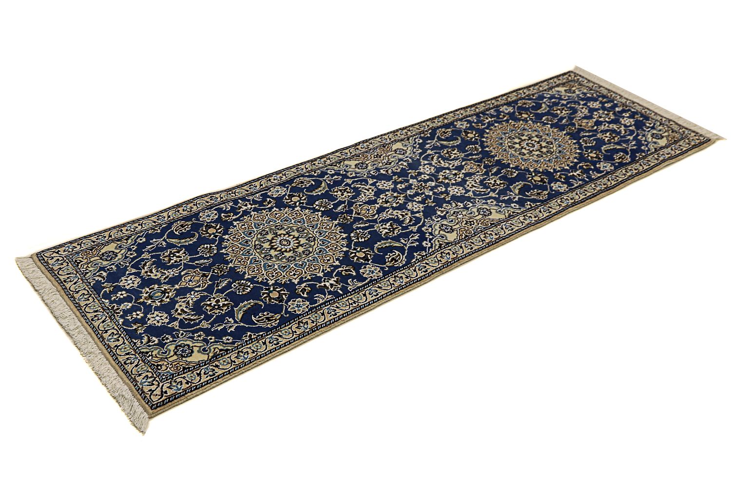 Tapis de couloir Tapis persan - Nain - Royal - 200 x 60 cm - bleu