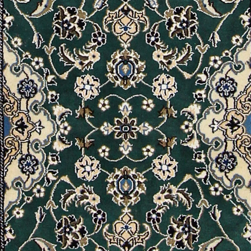 Tapis de couloir Tapis persan - Nain - Royal - 200 x 60 cm - vert foncé