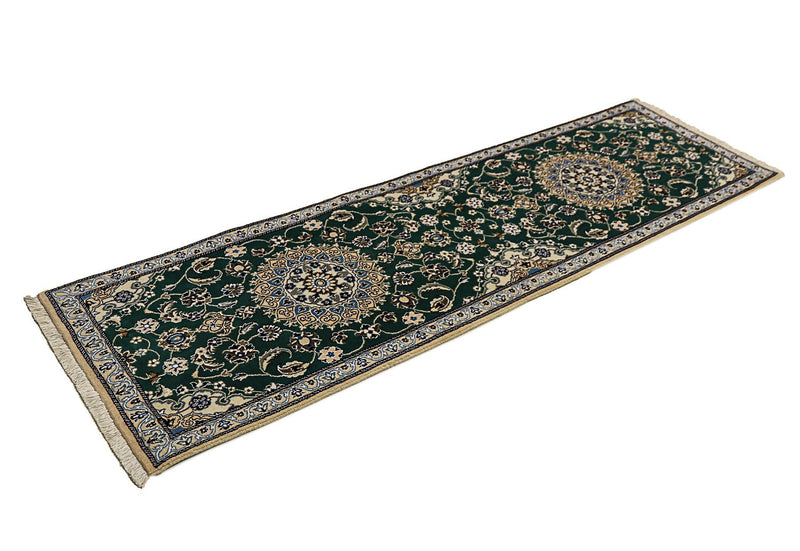 Tapis de couloir Tapis persan - Nain - Royal - 200 x 60 cm - vert foncé
