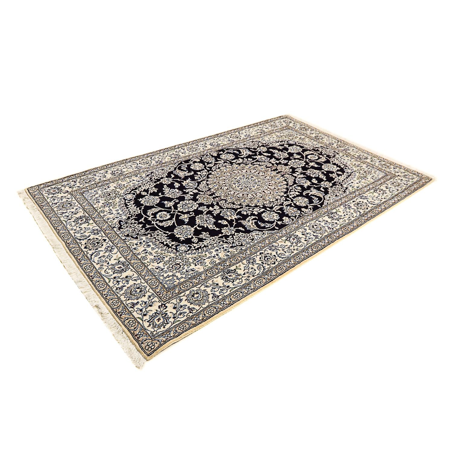 Tapis persan - Nain - Royal - 249 x 155 cm - bleu foncé