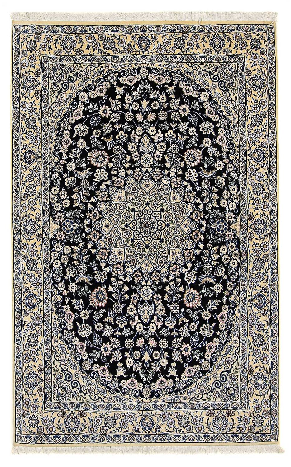 Tapis persan - Nain - Royal - 202 x 132 cm - bleu foncé
