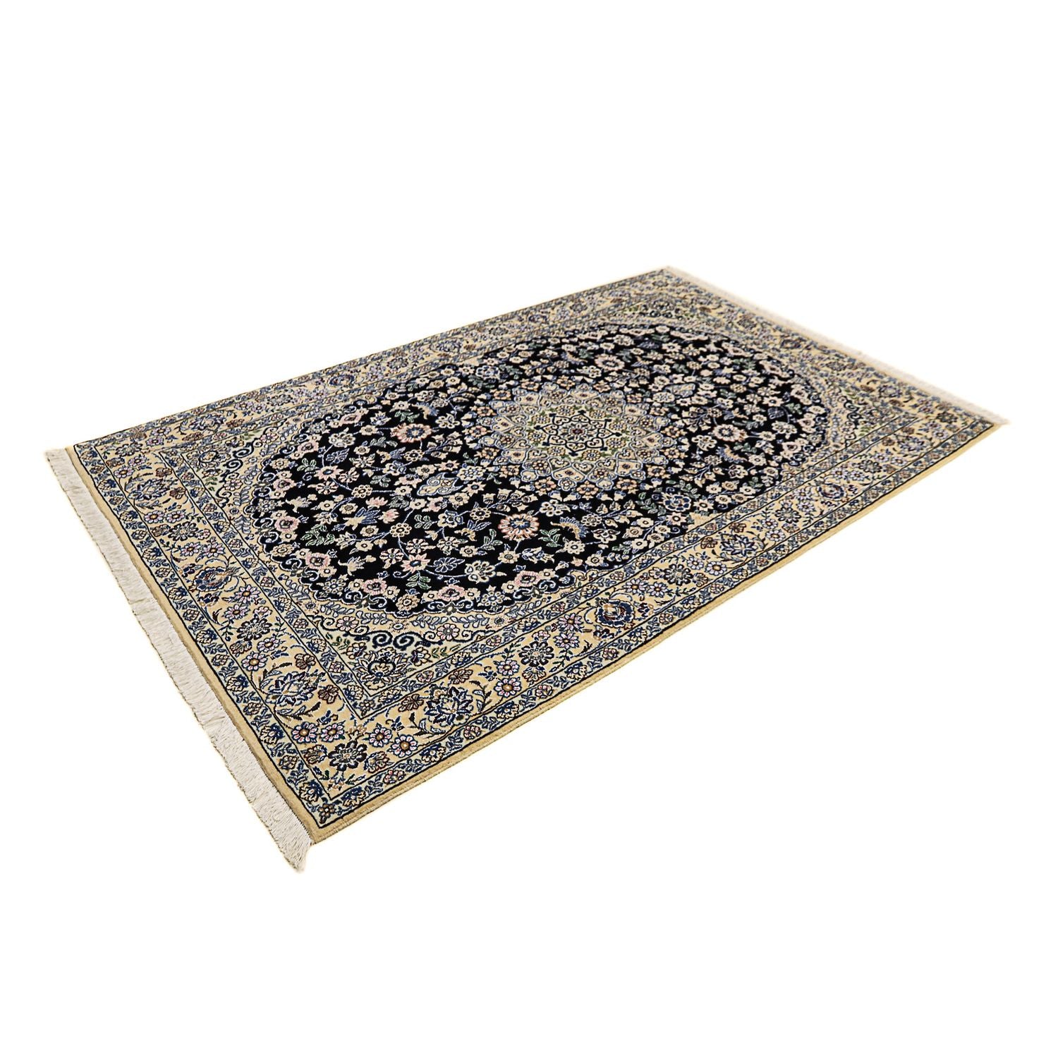 Tapis persan - Nain - Royal - 202 x 132 cm - bleu foncé
