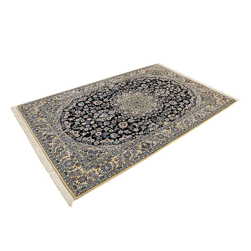 Tapis persan - Nain - Royal - 202 x 132 cm - bleu foncé