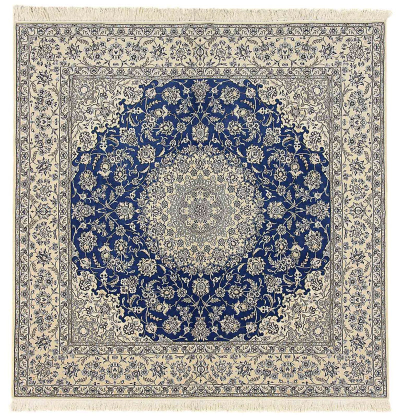 Tapis persan - Nain - Royal carré  - 250 x 250 cm - bleu