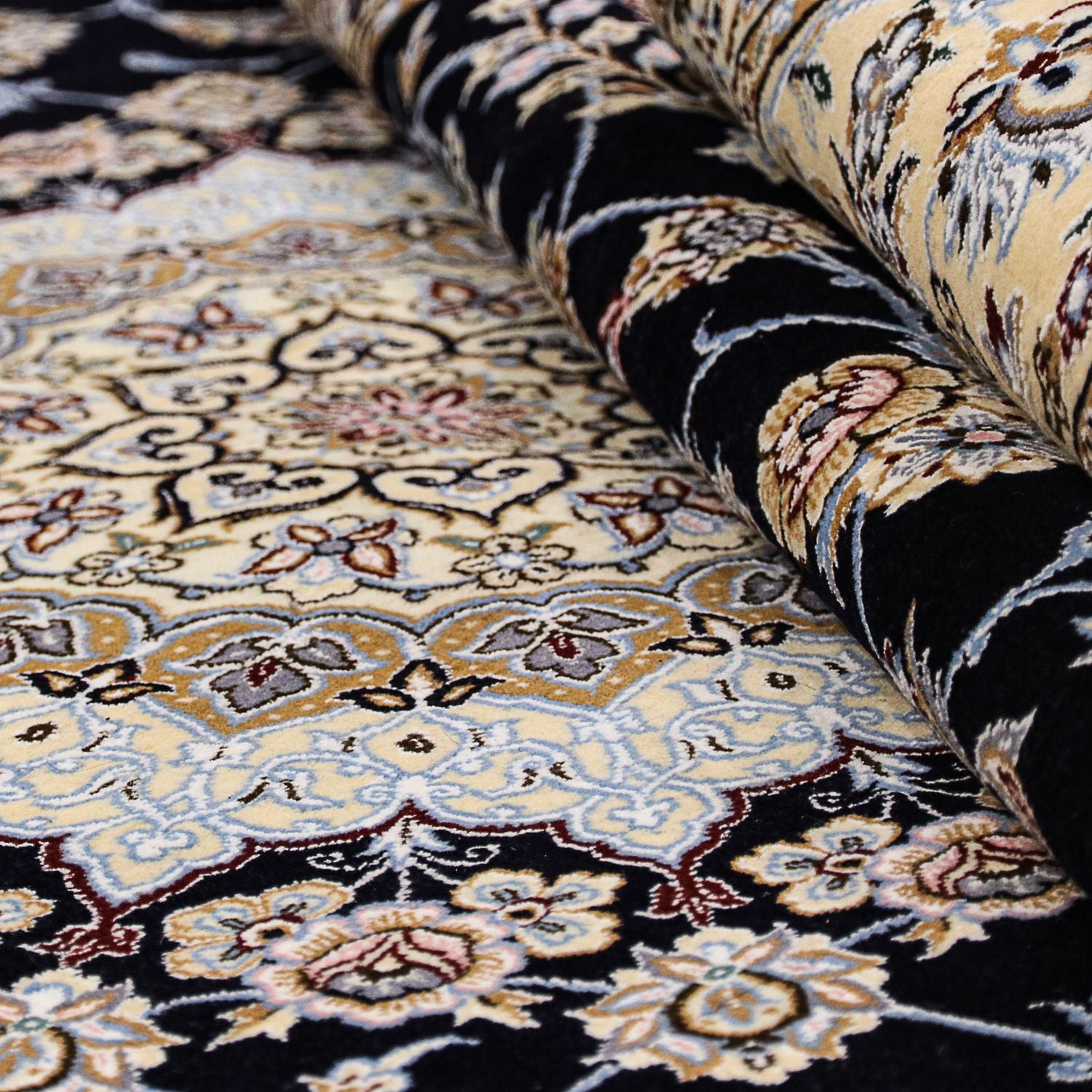 Tapis persan - Nain - Royal - 356 x 248 cm - bleu foncé