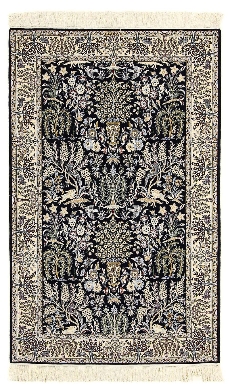 Tapis persan - Nain - Premium - 157 x 100 cm - bleu foncé