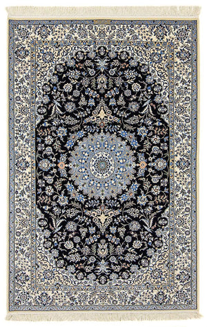 Tapis persan - Nain - Premium - 200 x 130 cm - bleu foncé