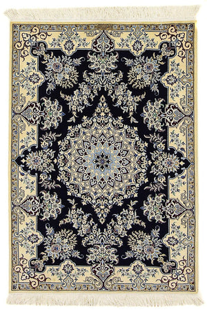 Tapis persan - Nain - Premium - 140 x 100 cm - bleu foncé
