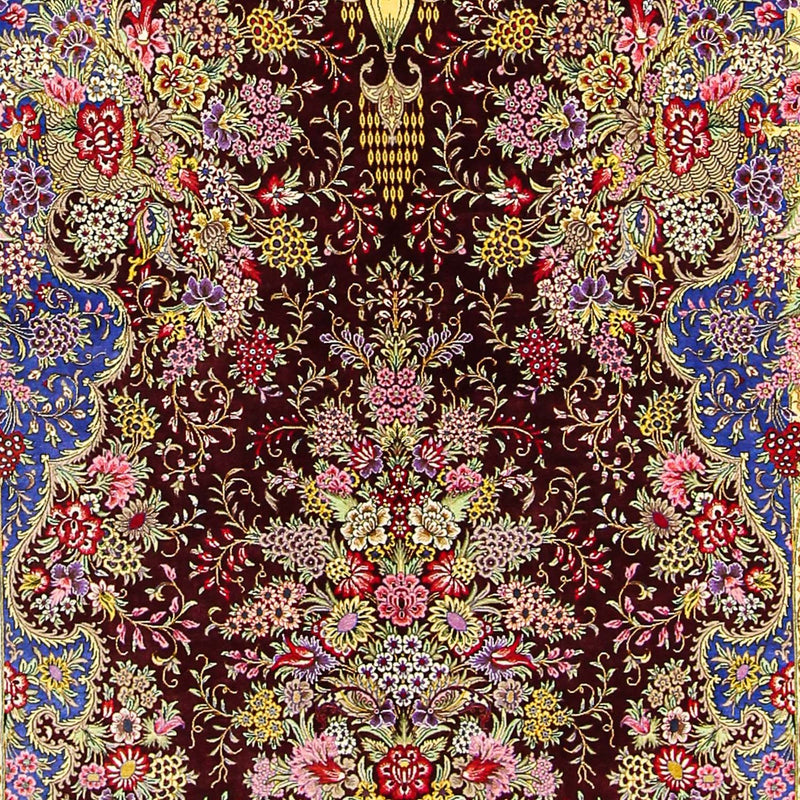 Tapis en soie - Ghom soie - Premium - 197 x 128 cm - bleu foncé