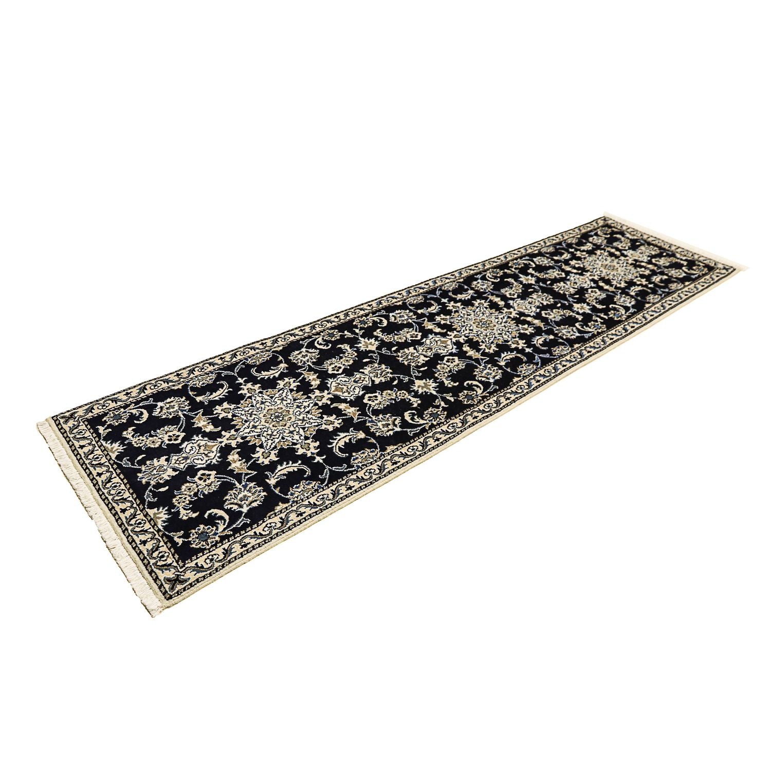 Tapis de couloir Tapis persan - Nain - 290 x 78 cm - bleu foncé
