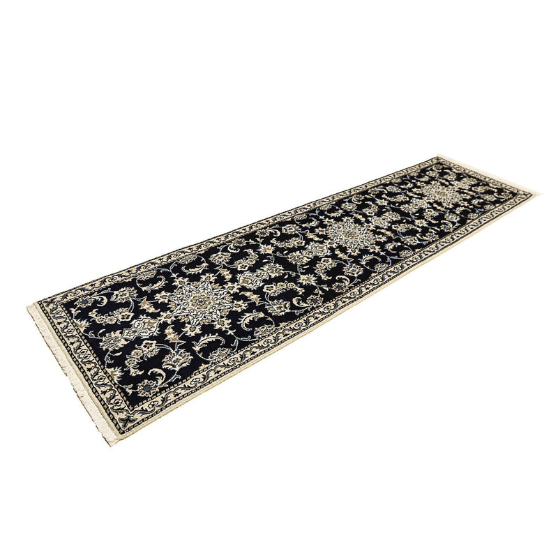 Tapis de couloir Tapis persan - Nain - 290 x 78 cm - bleu foncé