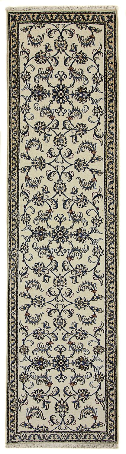 Tapis de couloir Tapis persan - Nain - 300 x 77 cm - beige