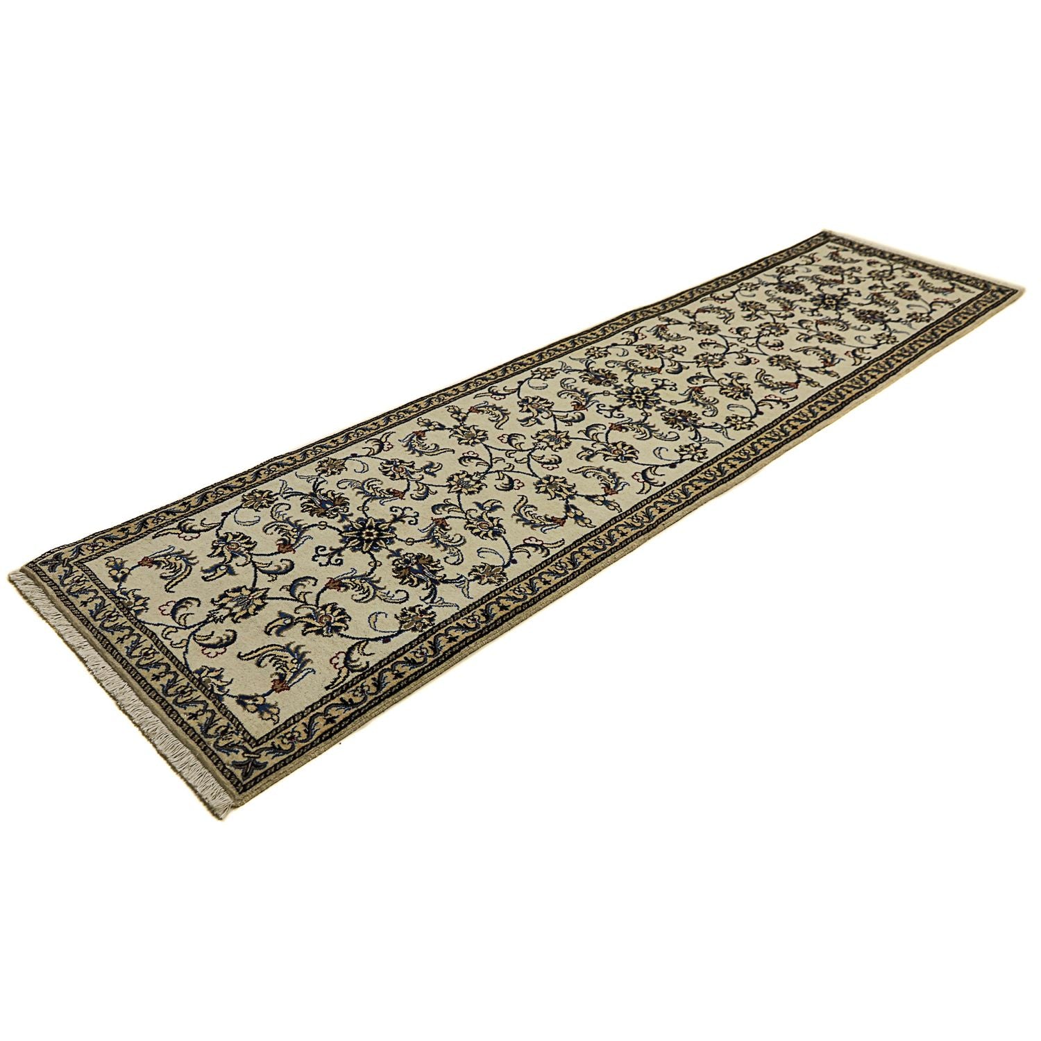 Tapis de couloir Tapis persan - Nain - 300 x 77 cm - beige