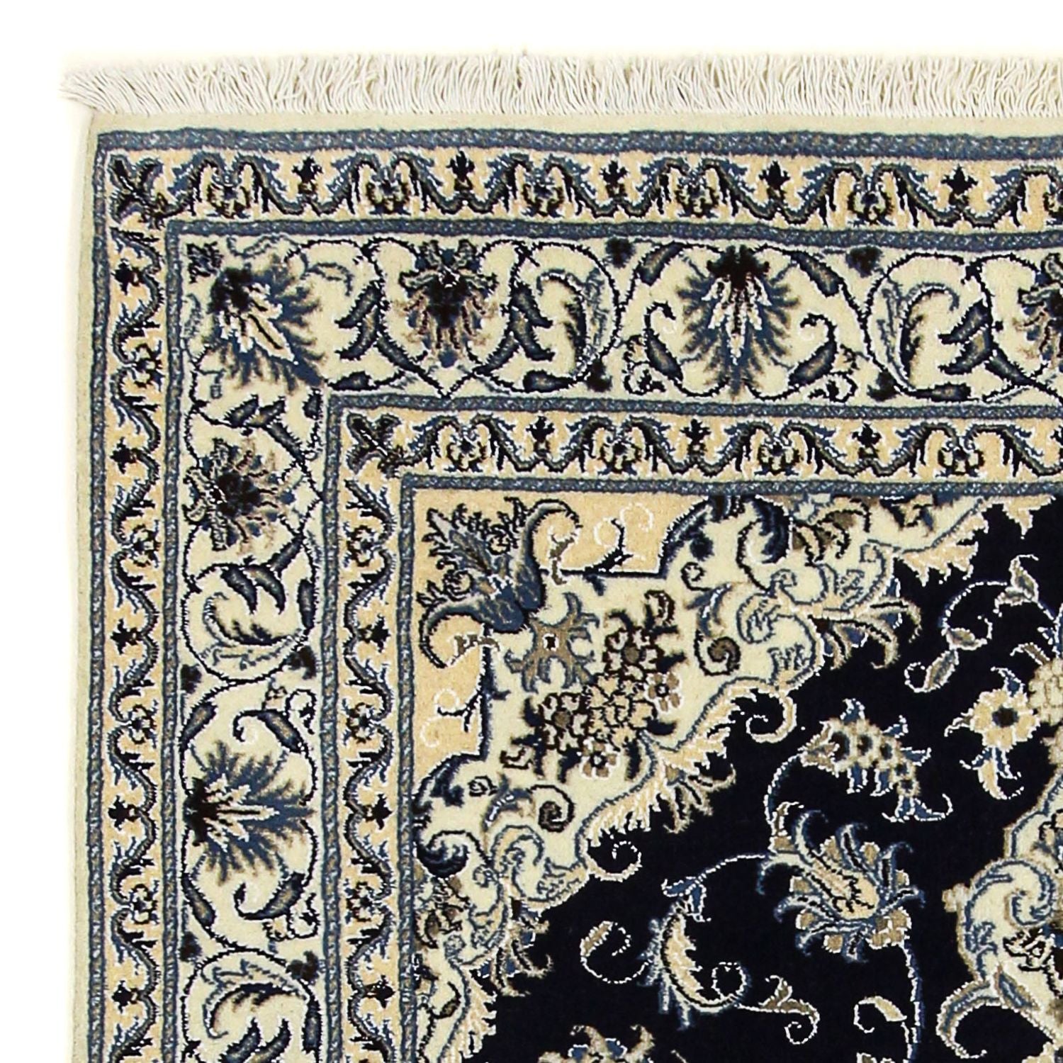 Tapis persan - Nain - 205 x 143 cm - bleu foncé