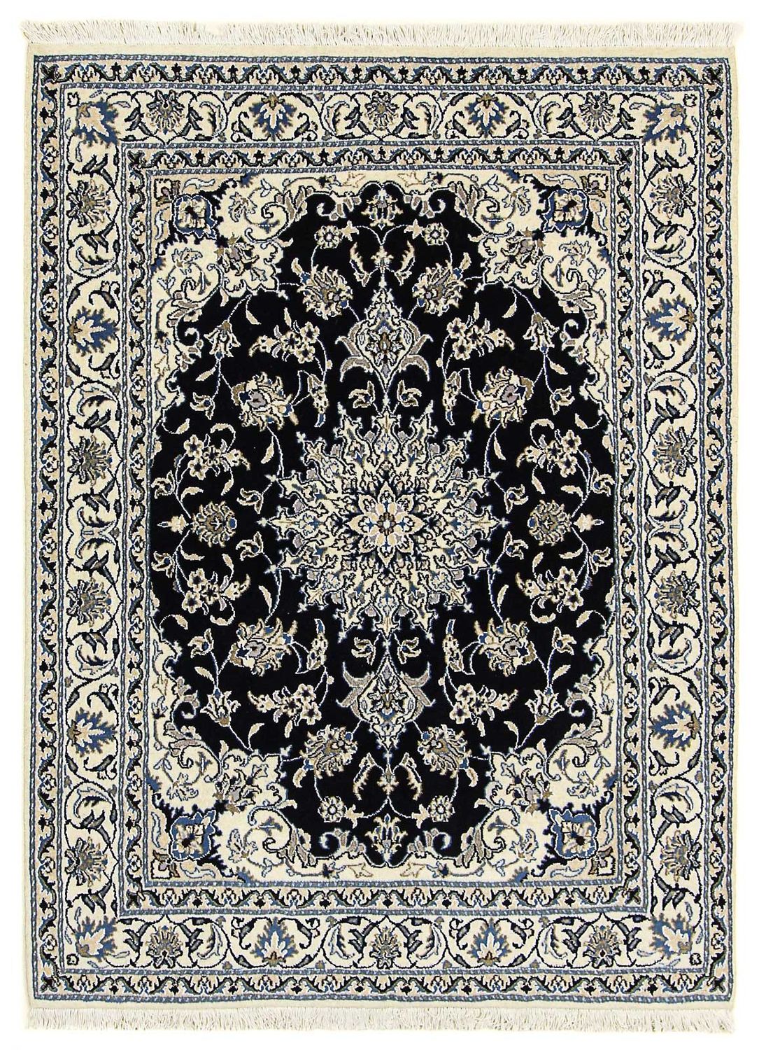 Tapis persan - Nain - 195 x 147 cm - bleu foncé
