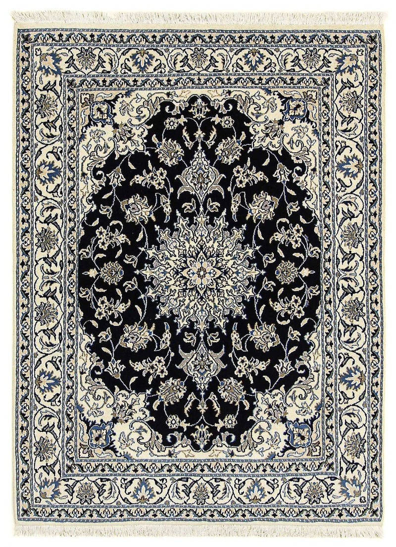 Tapis persan - Nain - 195 x 147 cm - bleu foncé