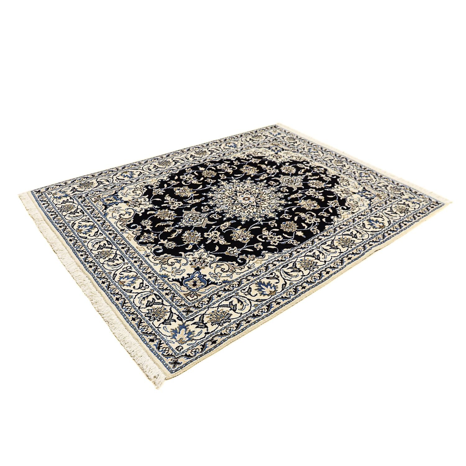 Tapis persan - Nain - 195 x 147 cm - bleu foncé