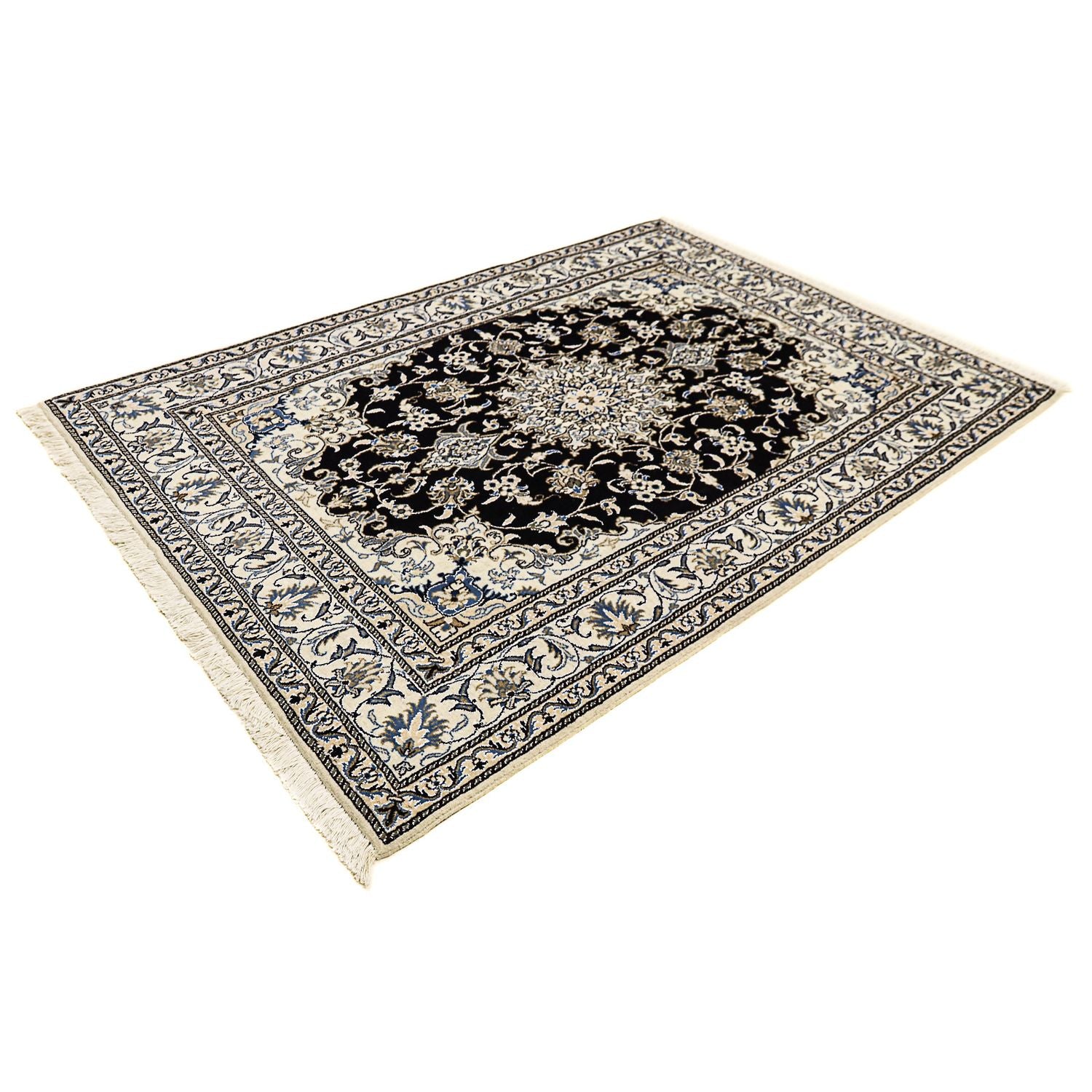 Tapis persan - Nain - 207 x 146 cm - bleu foncé