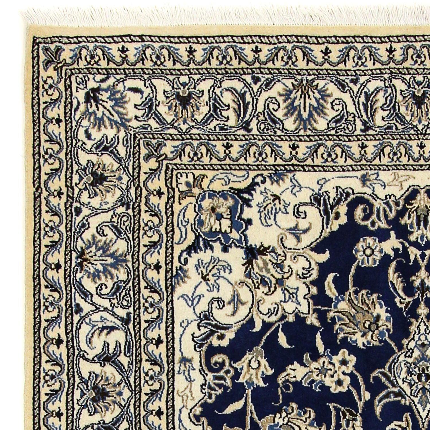 Tapis persan - Nain - 198 x 151 cm - bleu foncé