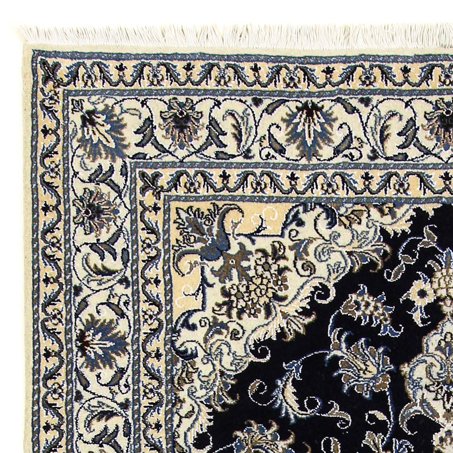 Tapis persan - Nain - 206 x 147 cm - bleu foncé