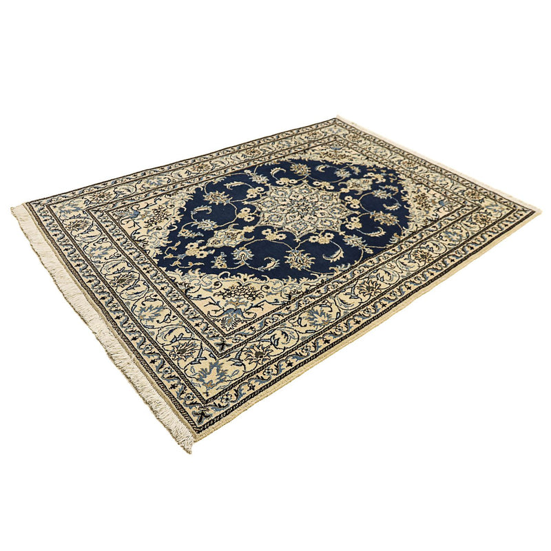 Tapis persan - Nain - 206 x 153 cm - bleu foncé