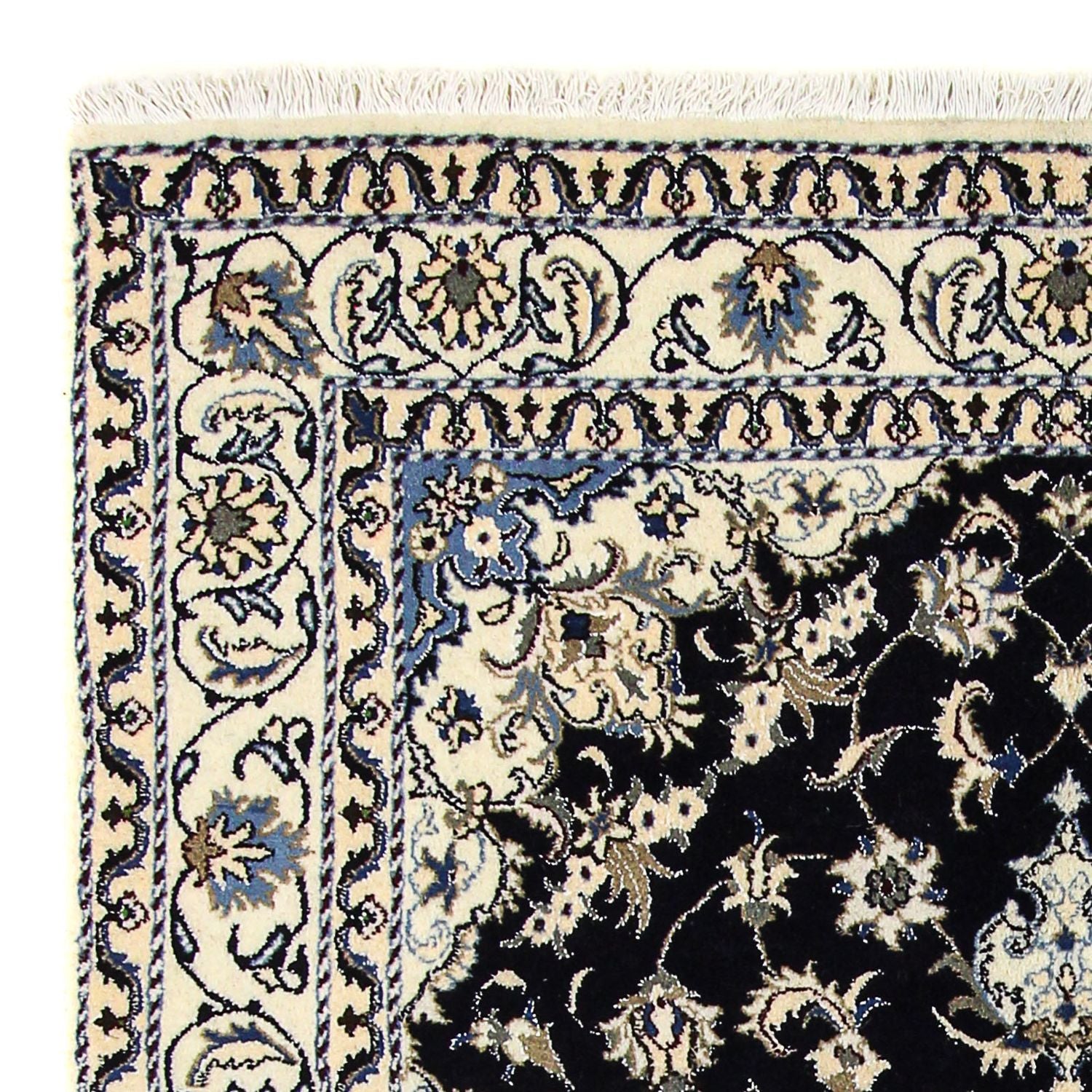 Tapis persan - Nain - 234 x 168 cm - bleu foncé