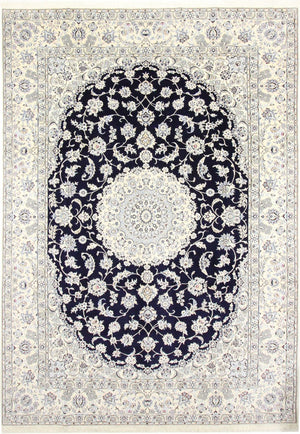 Tapis persan - Nain - Royal - 350 x 246 cm - bleu foncé