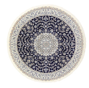 Tapis persan - Nain - Royal ronde  - 260 x 260 cm - bleu foncé