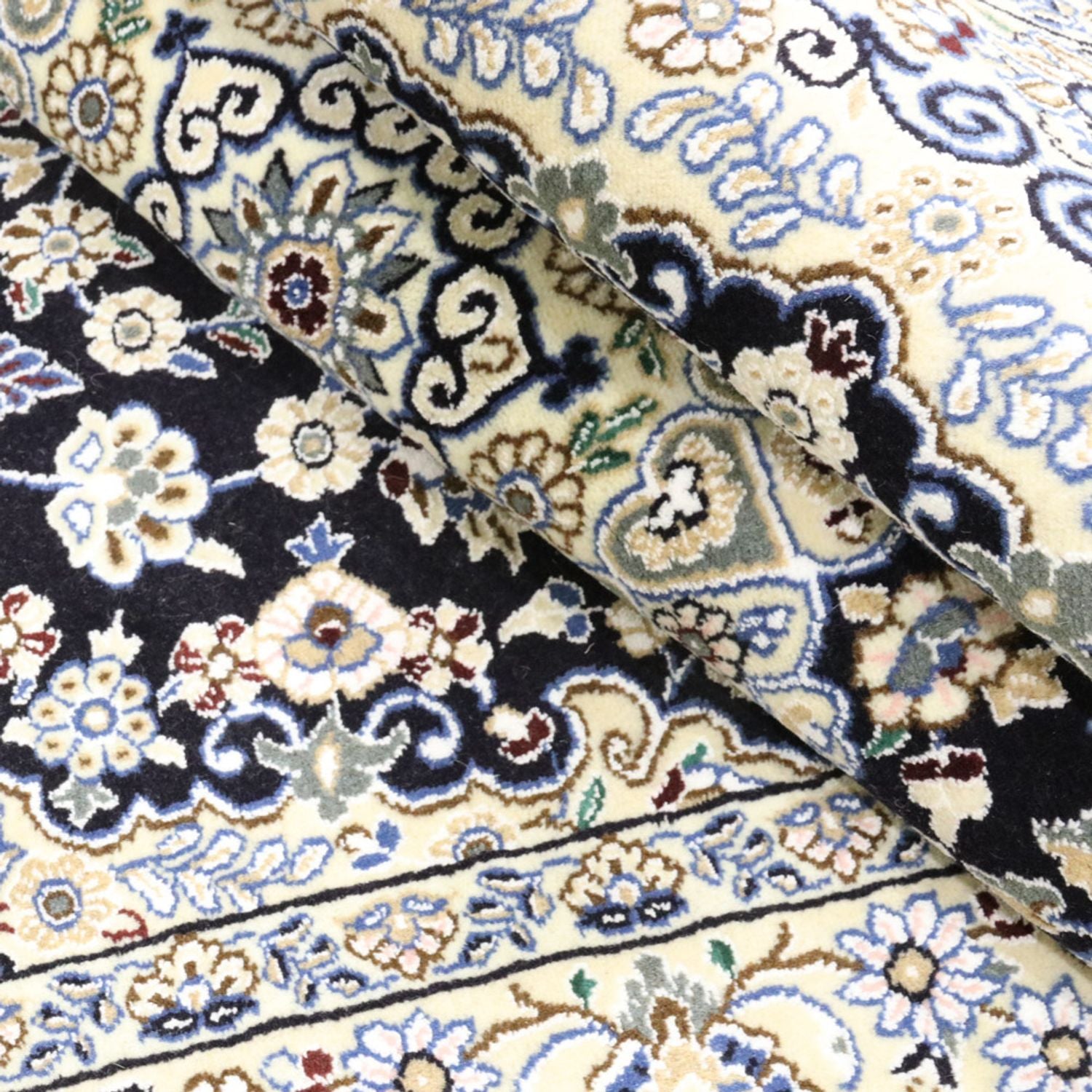 Tapis persan - Nain - Royal - 202 x 130 cm - bleu foncé