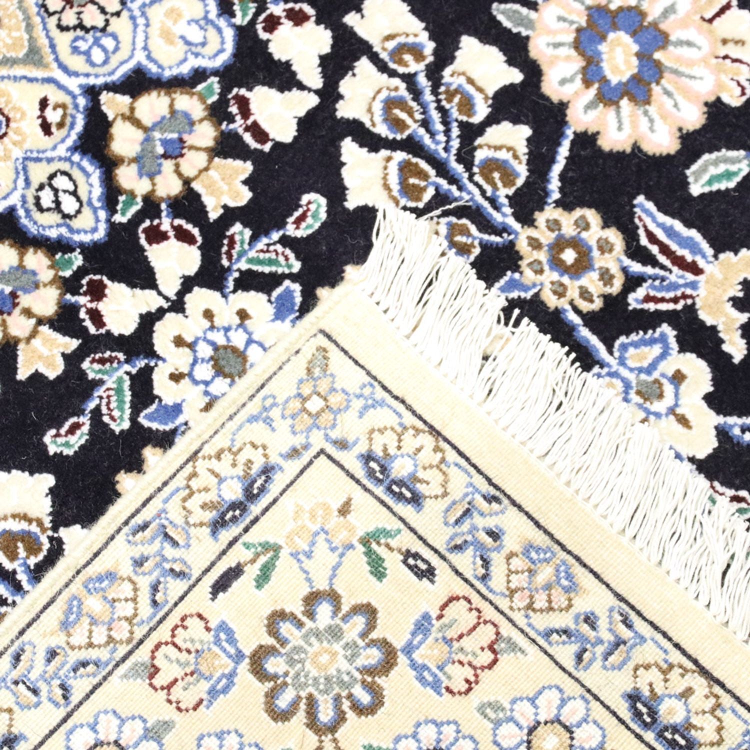 Tapis persan - Nain - Royal - 202 x 130 cm - bleu foncé