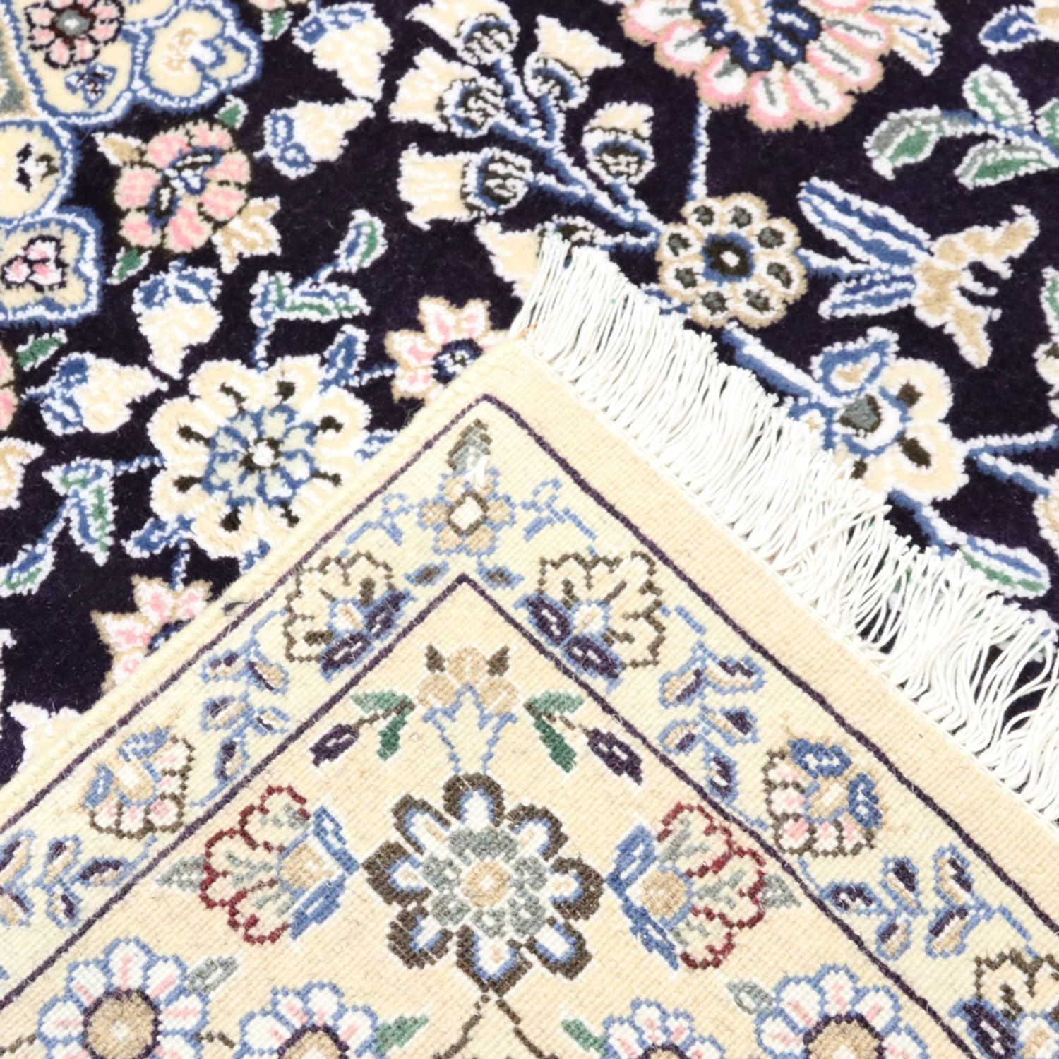 Tapis persan - Nain - Royal - 204 x 128 cm - bleu foncé
