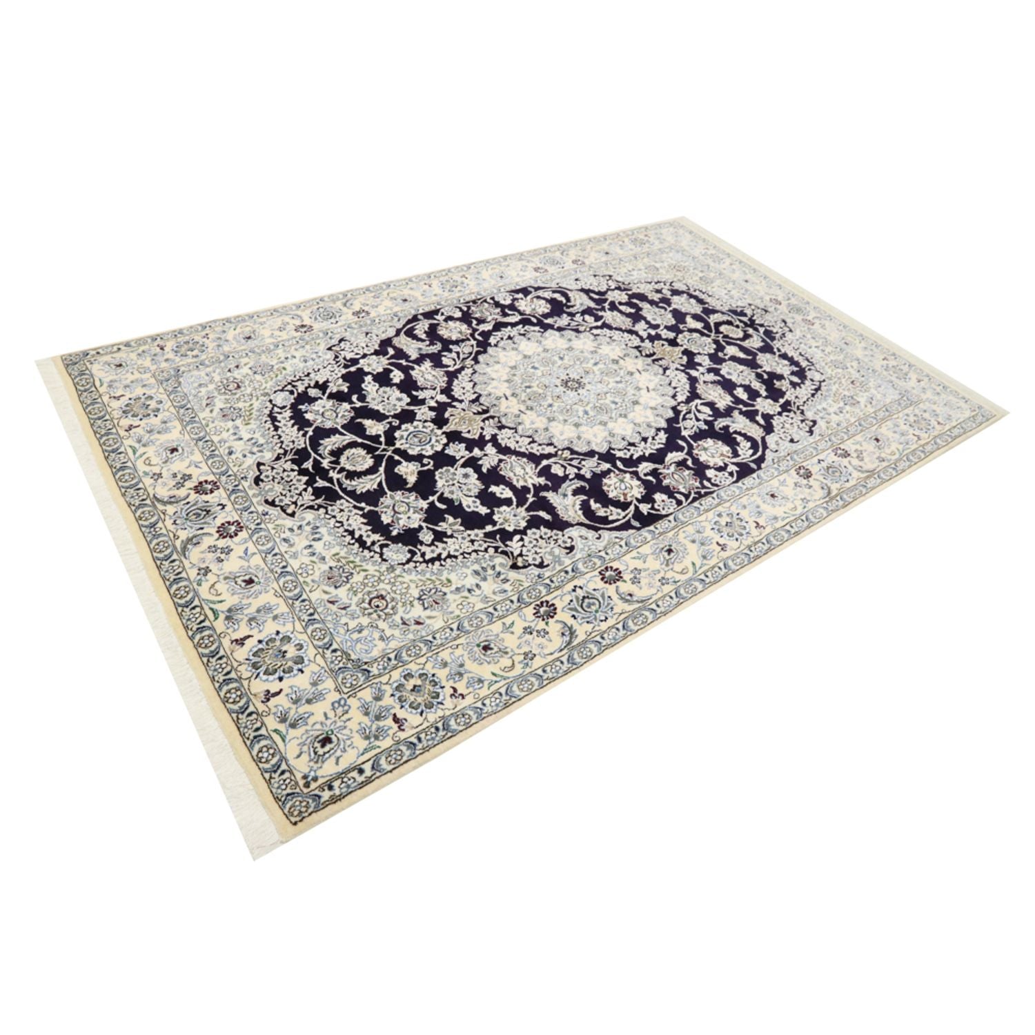 Tapis persan - Nain - Royal - 246 x 154 cm - bleu foncé
