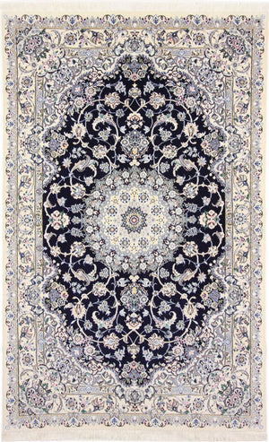 Tapis persan - Nain - Royal - 247 x 156 cm - bleu foncé