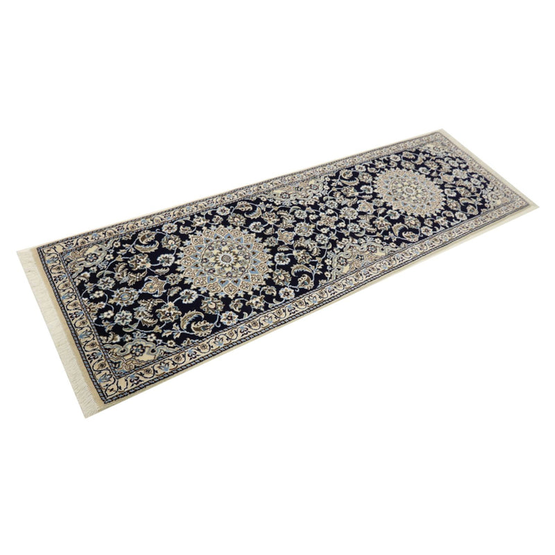 Tapis de couloir Tapis persan - Nain - Royal - 196 x 61 cm - bleu foncé