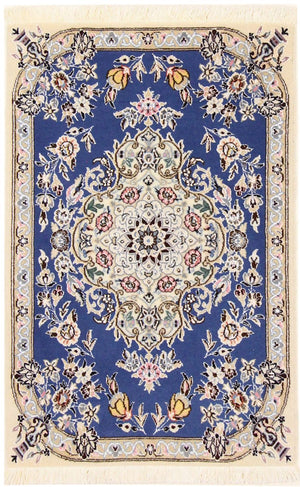 Tapis persan - Nain - Royal - 90 x 60 cm - bleu