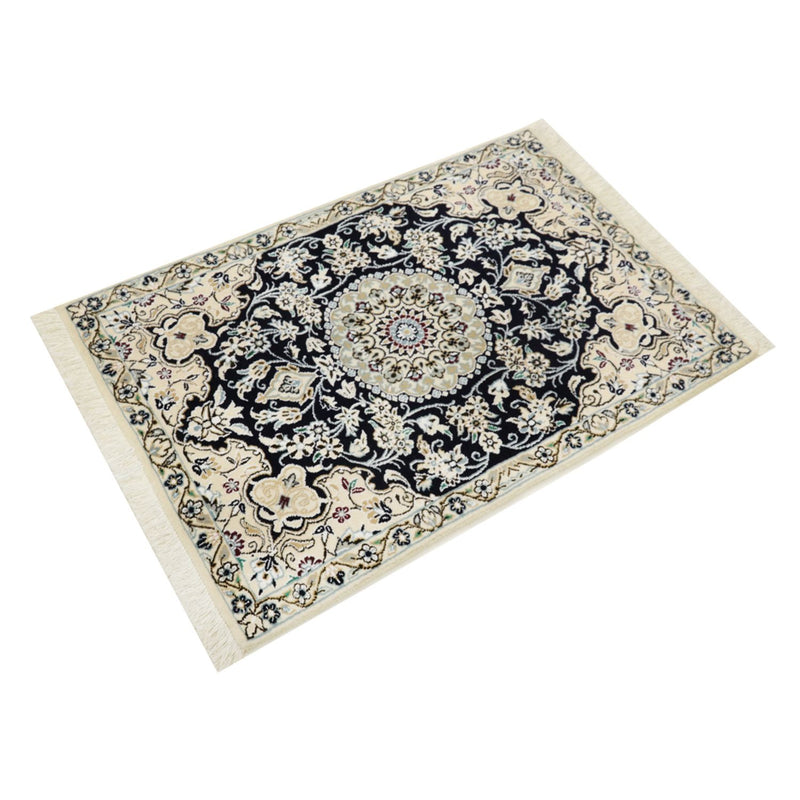 Tapis persan - Nain - Royal - 90 x 60 cm - bleu foncé