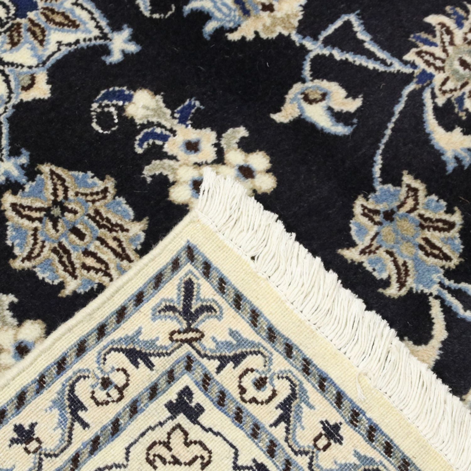 Tapis persan - Nain - 294 x 194 cm - bleu foncé