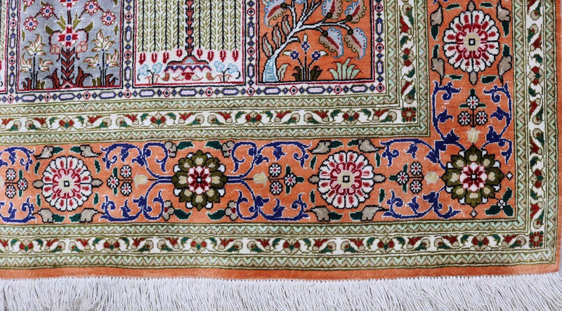 Tapis en soie - Ghom soie - Premium - 157 x 100 cm - rouille