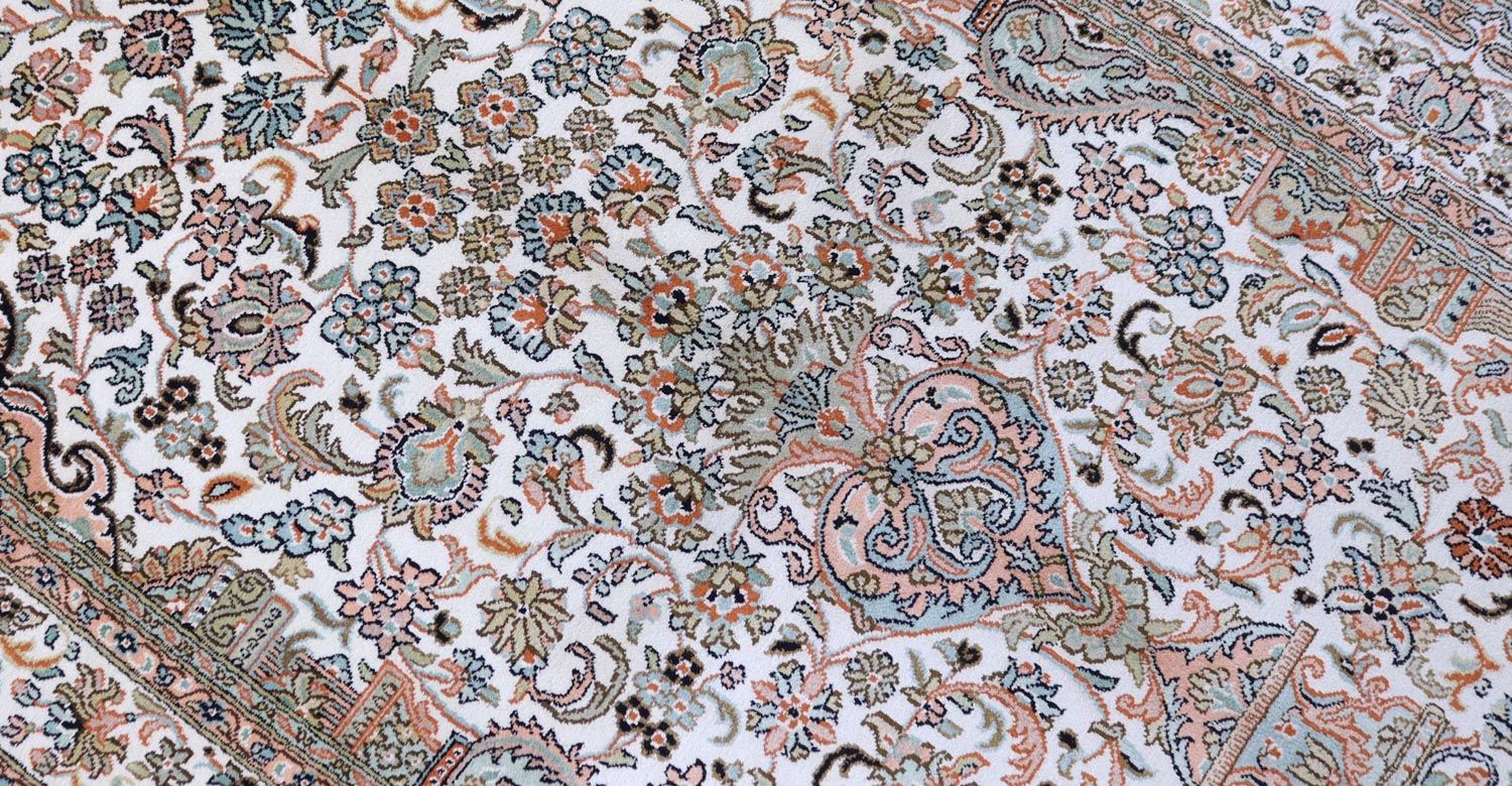 Tapis en soie - Soie du Cachemire - 158 x 96 cm - beige
