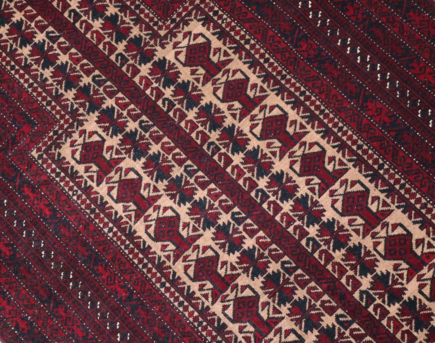 Tapis afghan - 150 x 95 cm - rouge foncé